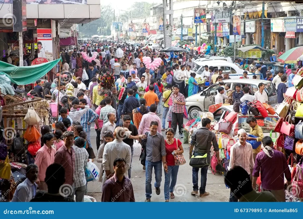 crowd people near new market kolkata india enclosed located lindsay street streets around 67379895